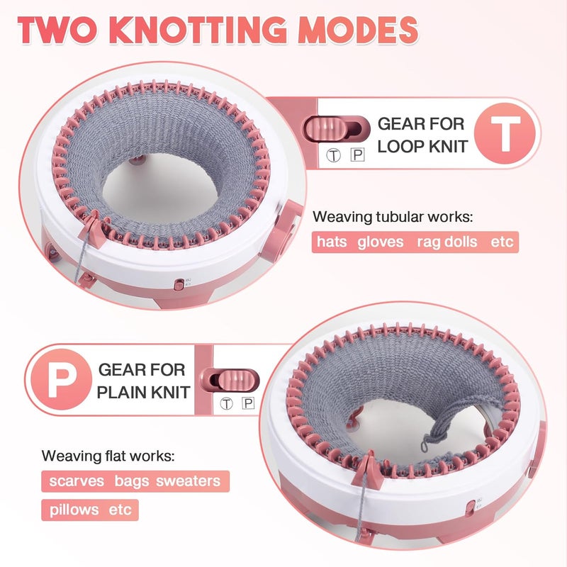 DoubleCare Knitting Machine 40 Needles,Smart Loom Knitting Machine,Knitting Board Rotating Double Knit Loom Machine for Adults/Kids Gift,DIY Knit Scarf Hat Sock(with Wool) - Image 4